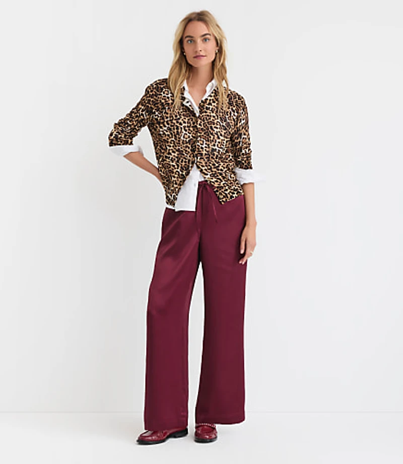 Petite Sawyer Pull On Pants in Satin