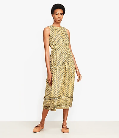Petite Garden Poplin Tiered Midi Dress