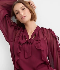 Ruffle Tie Neck Blouse