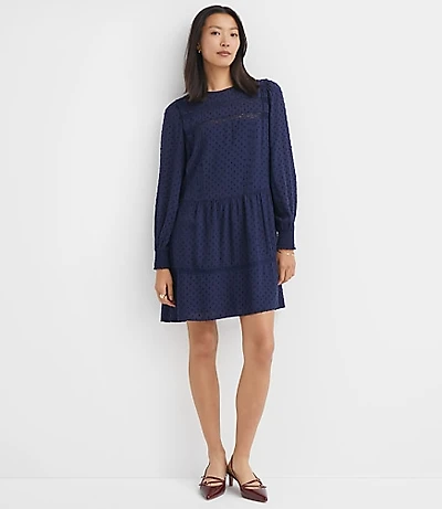 Petite Lace Clip Flounce Mini Dress