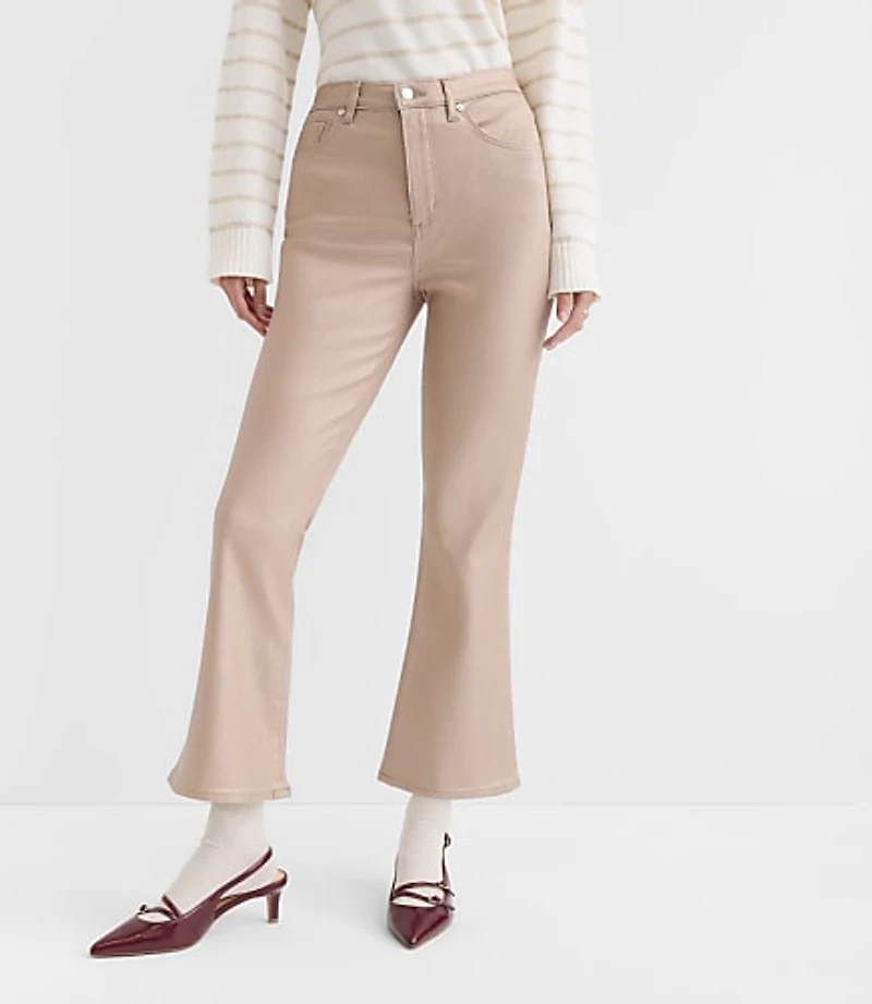 Curvy Coated High Rise Kick Crop Jeans Gold