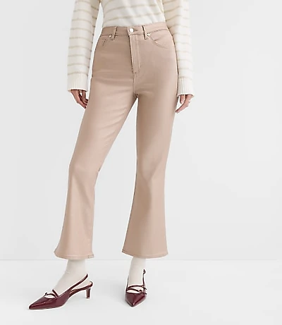 Curvy Coated High Rise Kick Crop Jeans Gold