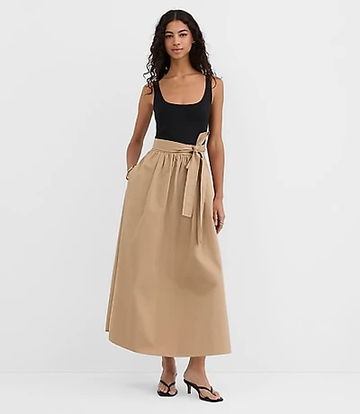 Tie Waist Mixed Media Midi Pocket Dress