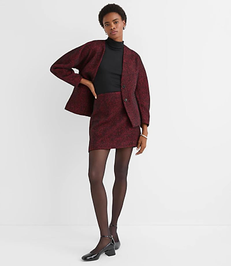 Petite Herringbone Tweed Mini Skirt