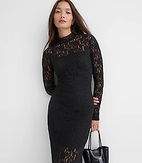 Floral Lace Mock Neck Maxi Dress