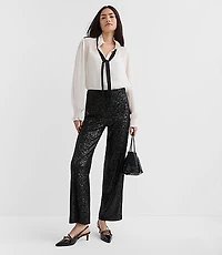 Petite Sequin Straight Pants