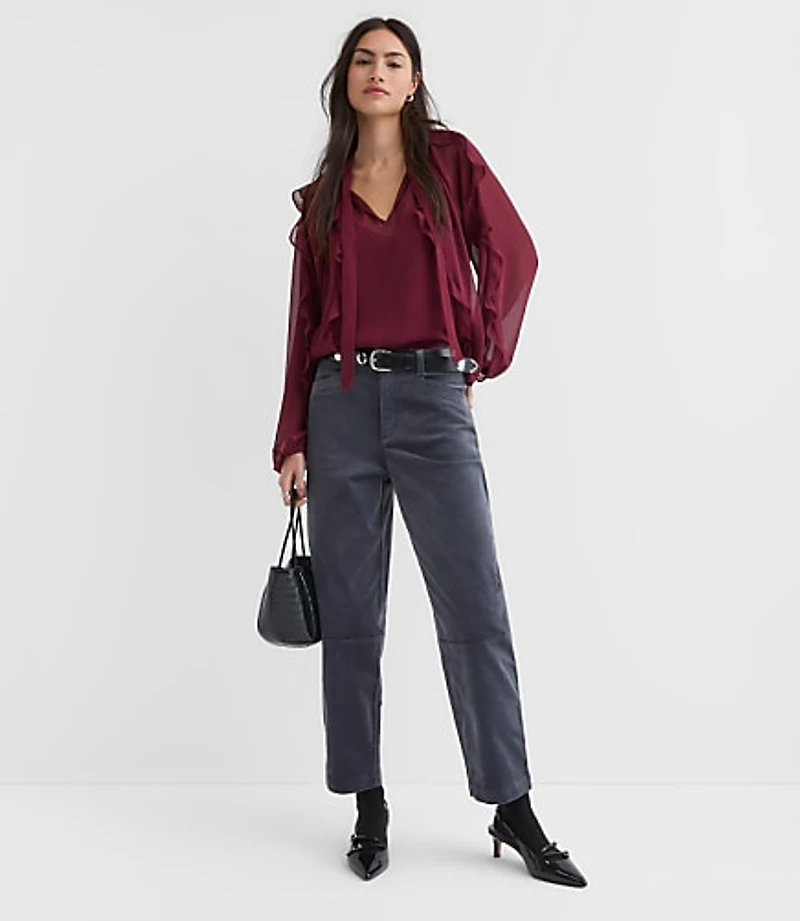 Petite Barrel Pants Stretch Velvet