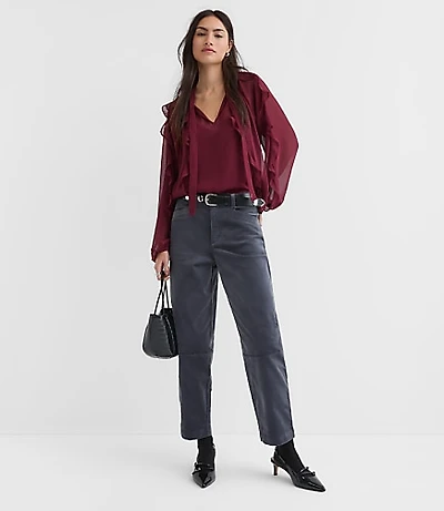 Petite Barrel Pants Stretch Velvet