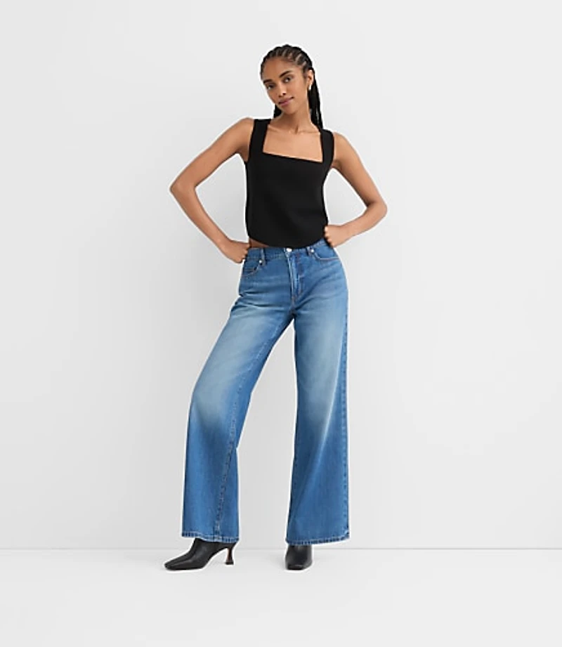 Rivete Mid Rise Wide Leg Jeans Vintage Dark Wash