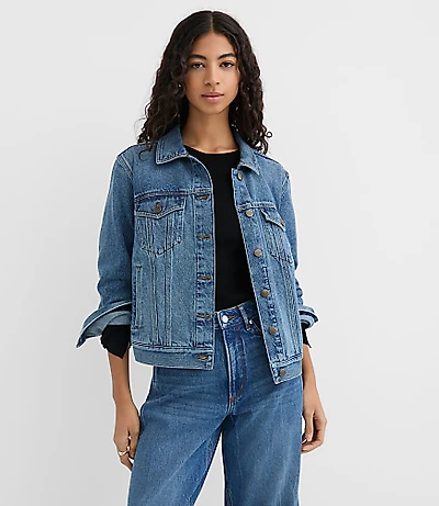 Rivete Denim Trucker Jacket Vintage Mid Wash