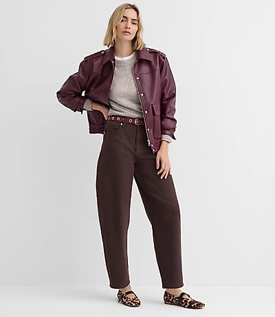 Petite High Rise Barrel Jeans in Iced Espresso