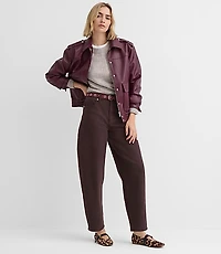 Petite High Rise Barrel Jeans in Iced Espresso