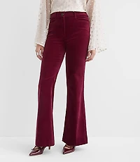 Petite Curvy Slim Flare Pants Stretch Velvet