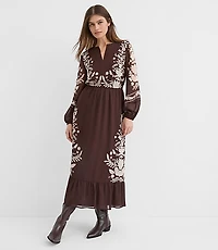 Petite Floral Garland Flounce Maxi Pocket Dress