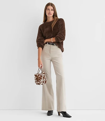 Petite Slim Flare Pants Stretch Velvet