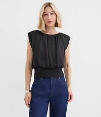 Pleated Banded Hem Top