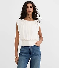 Pleated Banded Hem Top