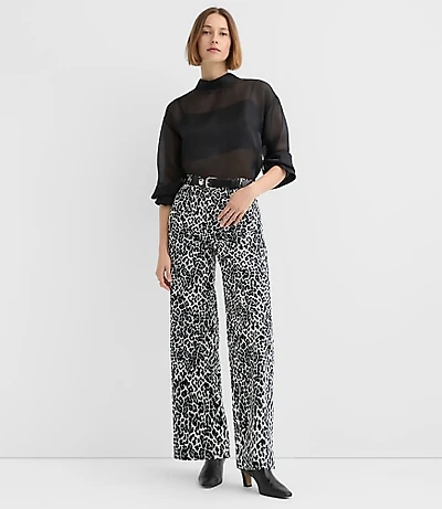 Palmer Wide Leg Pants Leopard Print Velvet