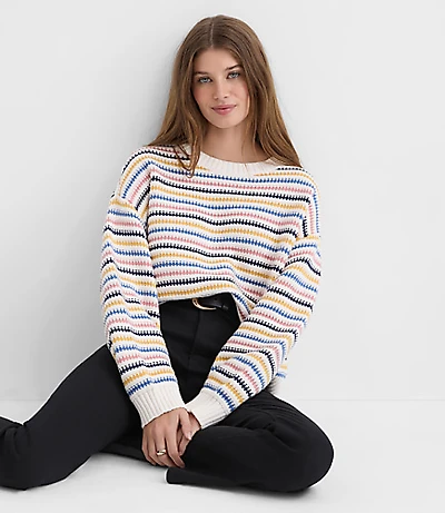Textured Stripe Relaxed Sweater