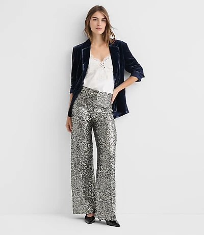 Petite Clean Wide Leg Pants Sequin