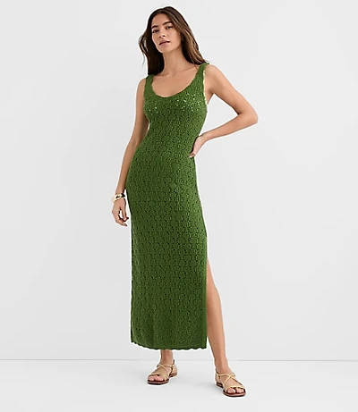 LOFT Beach Stitchy V-Neck Maxi Sweater Dress