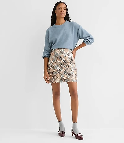 Petite Floral Sequin Mini Skirt