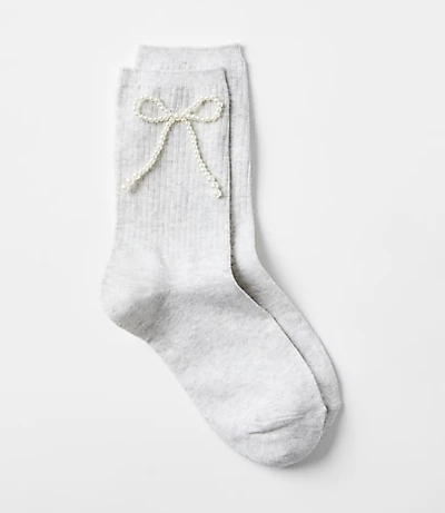 Pearlized Bow Crew Socks