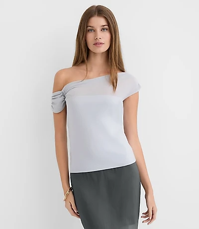 Mesh Ponte Off The Shoulder Top