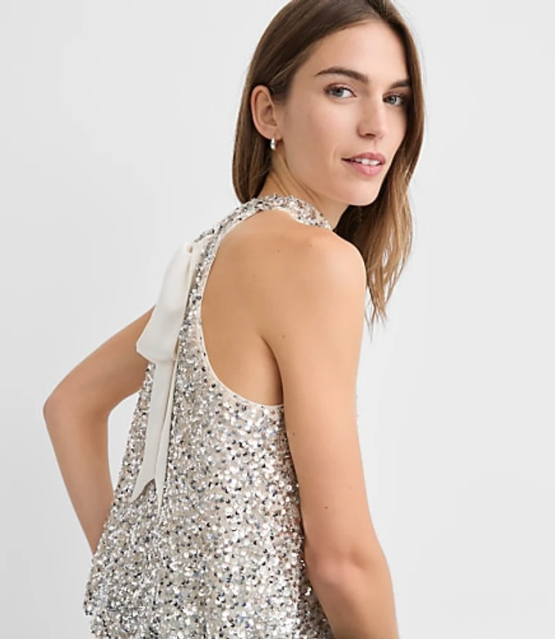 Sequin Tie Back Halter Top