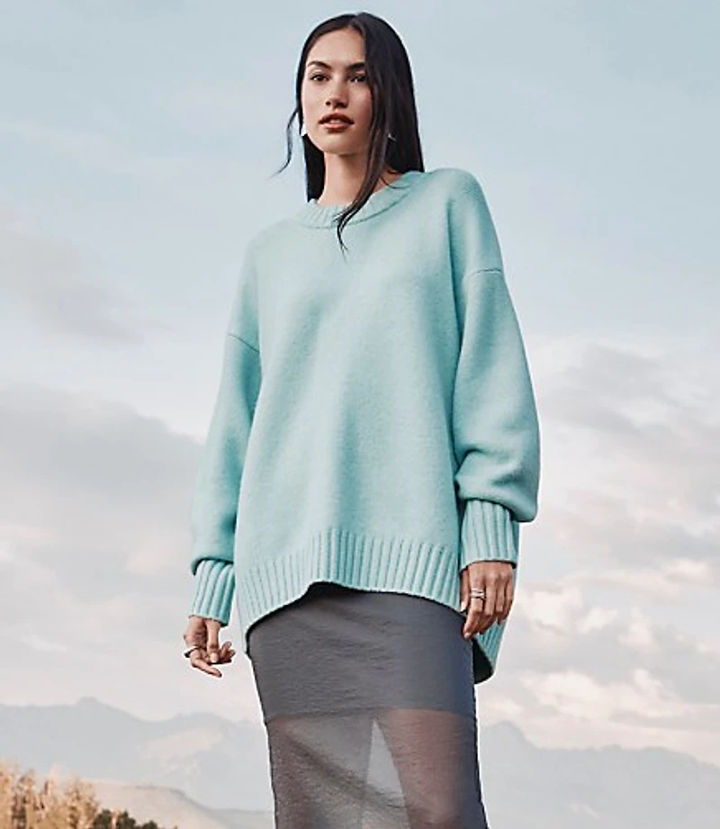 Petite Balloon Sleeve Tunic Sweater