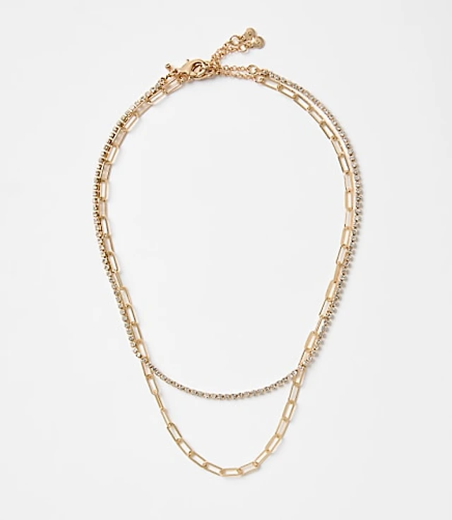 Chain Link Layered Tennis Necklace Set