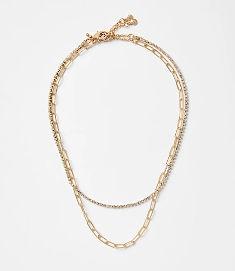 Chain Link Layered Tennis Necklace Set