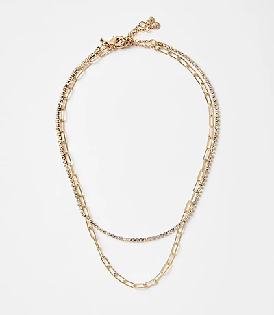 Chain Link Layered Tennis Necklace Set