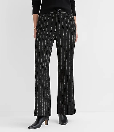 Curvy Palmer Wide Leg Pants Brushed Pinstripe