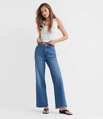 Rivete Petite High Rise Wide Leg Jeans Vintage Dark Wash