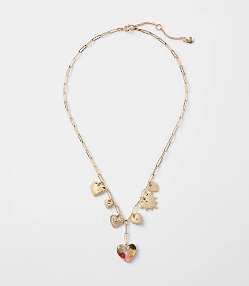 Tortoiseshell Print Heart Charm Necklace