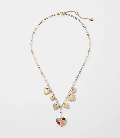 Tortoiseshell Print Heart Charm Necklace