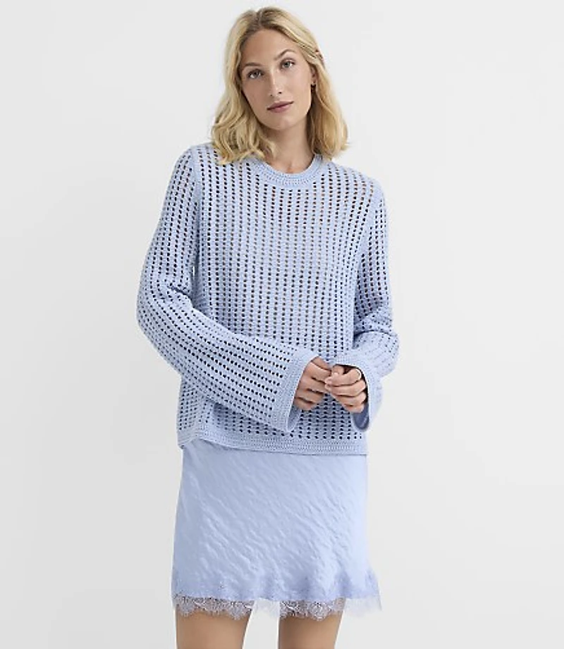 Open Stitch Flare Sleeve Sweater