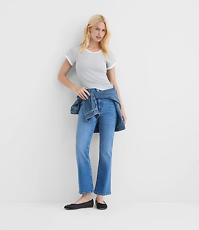 Rivete Petite High Rise Kick Crop Jeans Vintage Mid Wash