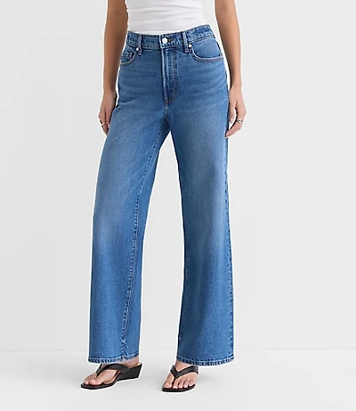 Rivete Petite Curvy High Rise Wide Leg Jeans Vintage Dark Wash