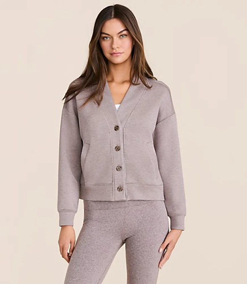Lou & Grey Heathered Scubasoft V-Neck Pocket Cardigan
