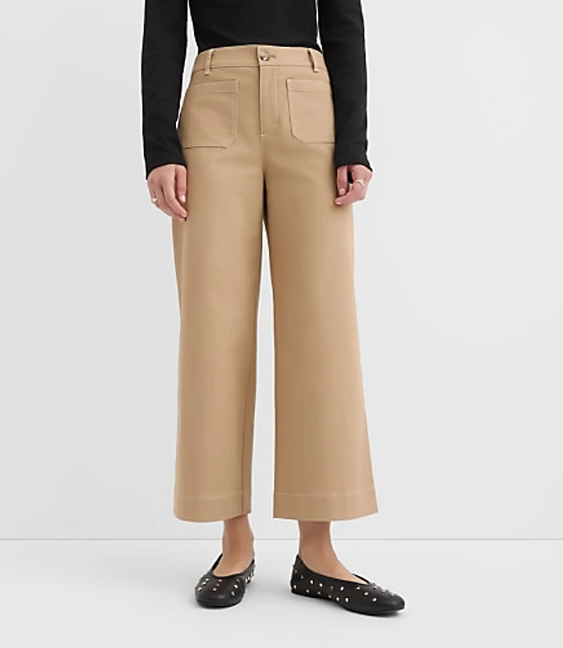 Curvy Palmer Wide Leg Crop Pants Contrast Stitch