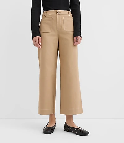 Curvy Palmer Wide Leg Crop Pants Contrast Stitch