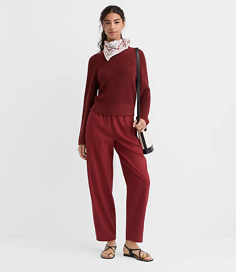 Pull On Barrel Pants Linen Cotton