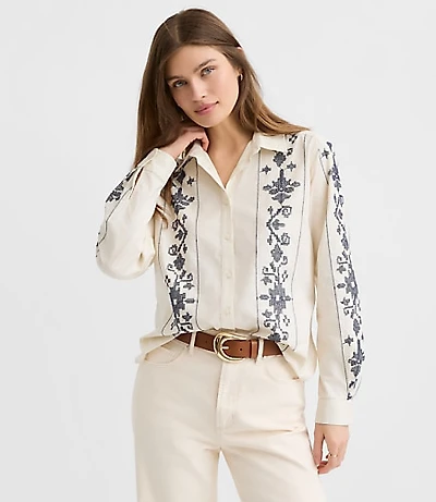 Floral Striped Everyday Relaxed Shirt