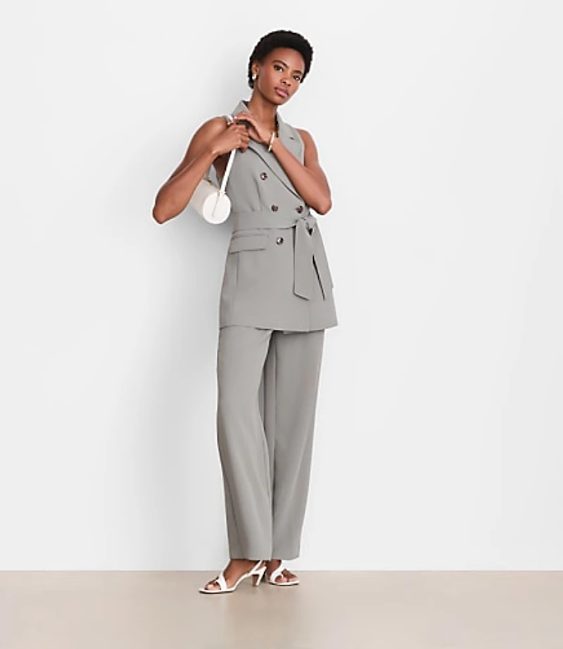 Petite LOFT Versa Crepe Drape Double Breasted Pocket Vest