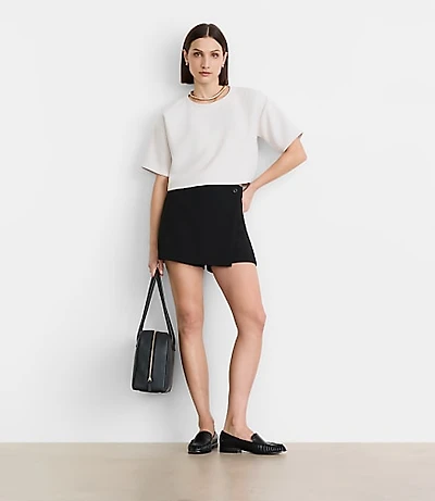 Petite LOFT Versa Crepe Drape Mini Skort