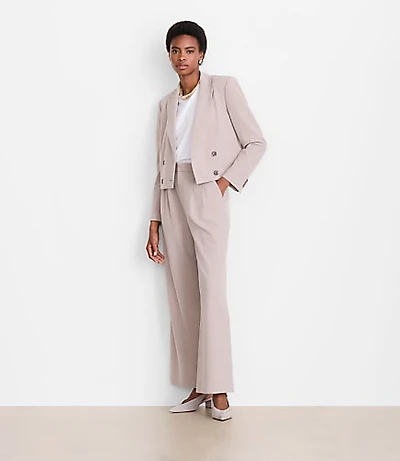 Petite LOFT Versa Seasonless Stretch Double Breasted Blazer Stripe