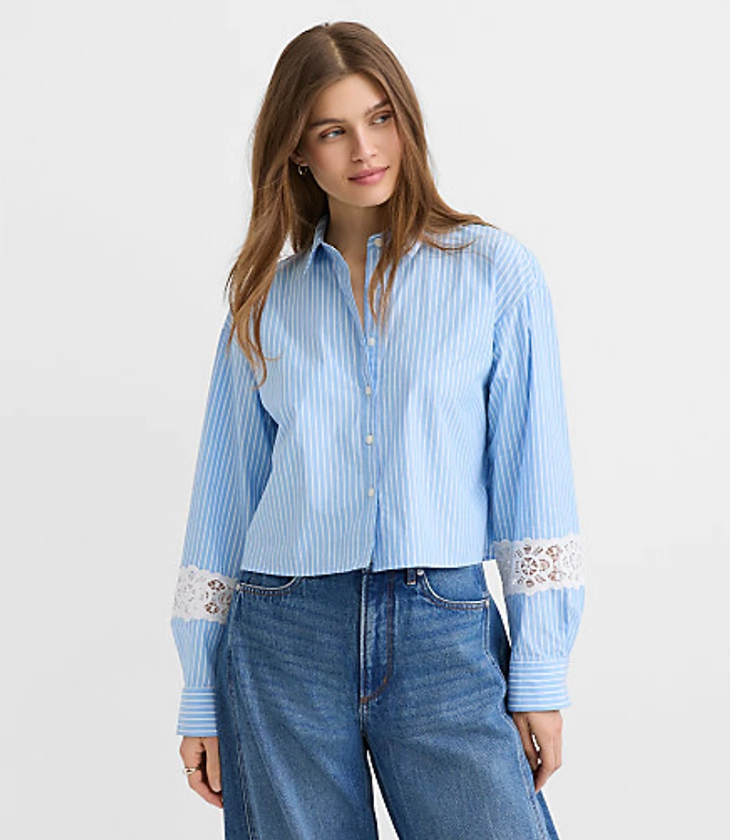 Striped Poplin Everyday Abbreviated Shirt