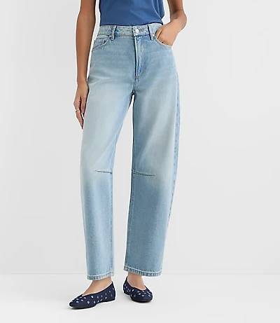 Rivete Petite Curvy High Rise Barrel Jeans Light Wash